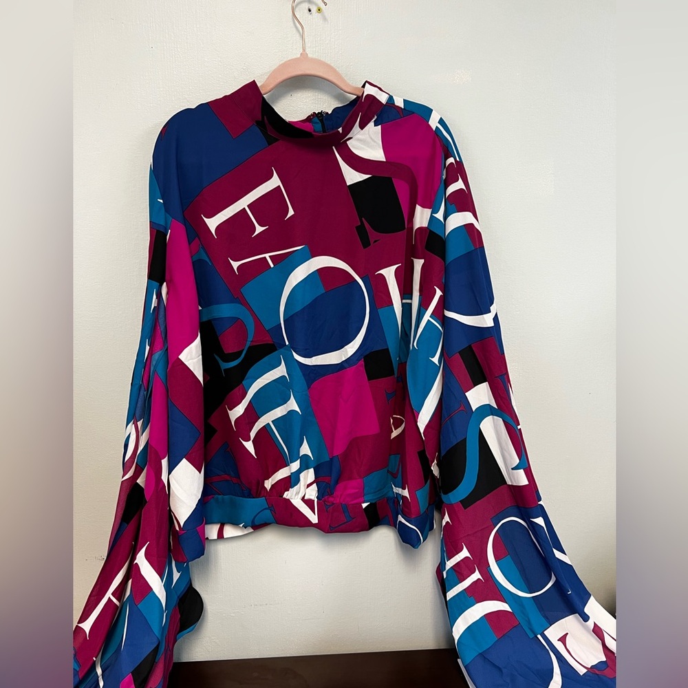 Ashley Stewart fashion print crepe blouse